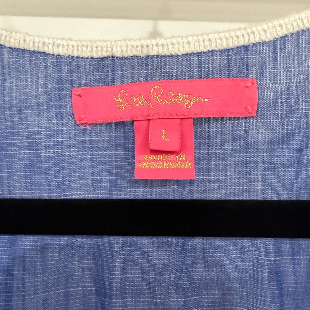 Lilly Pulitzer denim and lace top - Picture 2 of 4